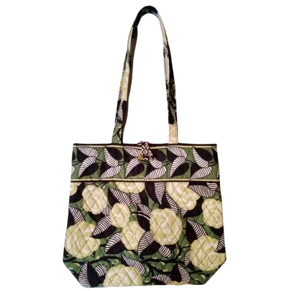 Vera Bradley Purse Handbag La Neon Rose Floral Multicolor Black White Beige